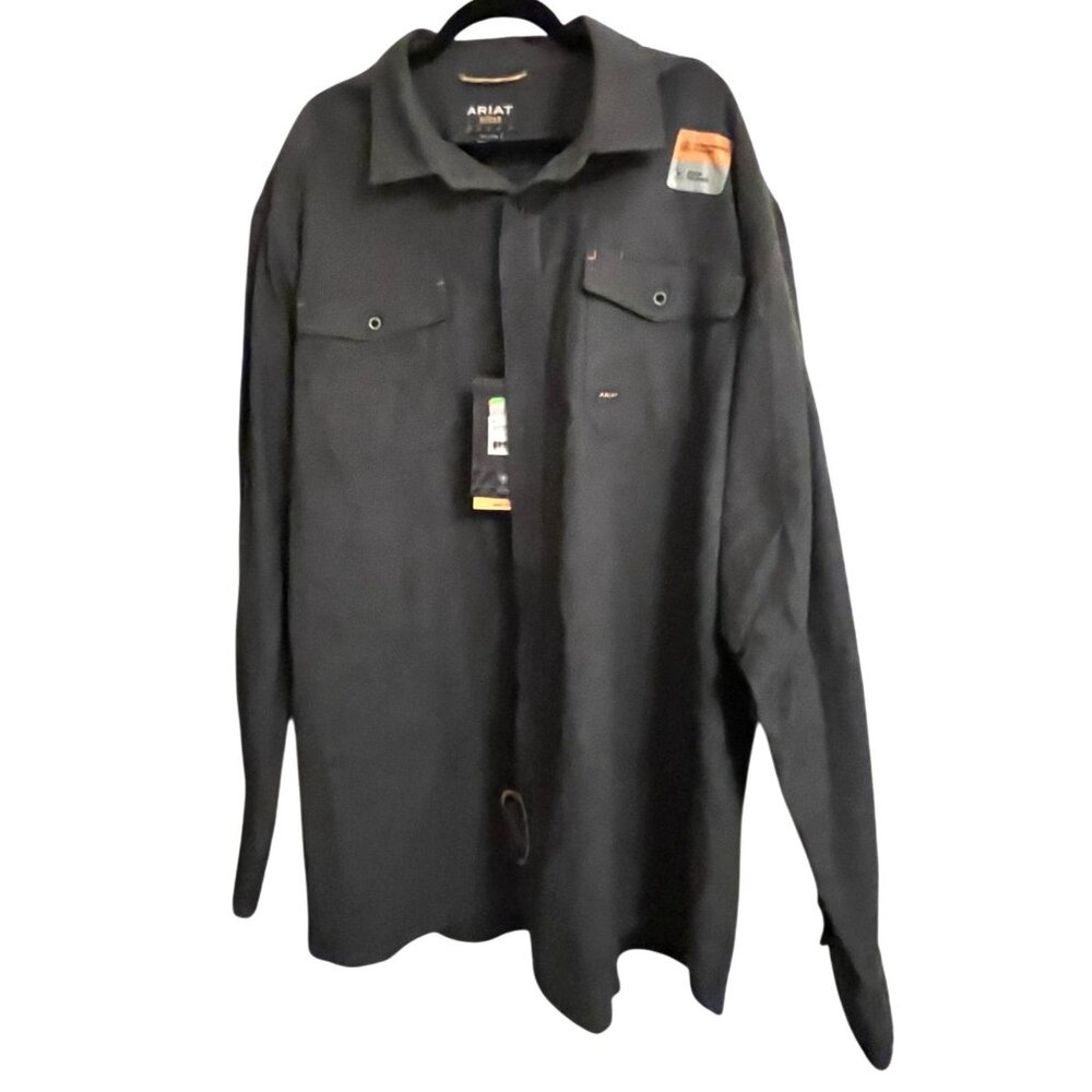 NEW ARIAT Rebar Gray Long Sleeve Work Shirt Mens TALL 2XL NWT
